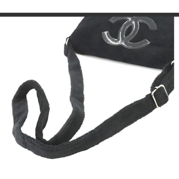 Chanel Precision Black Coco Mark Logo Crossbody Shoulder Bag Faux Fur Authentic - Picture 6 of 9